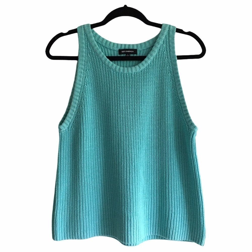 ANTHRO 525 AMERICA Cotton Sleeveless Knit Tank Top Sweater L